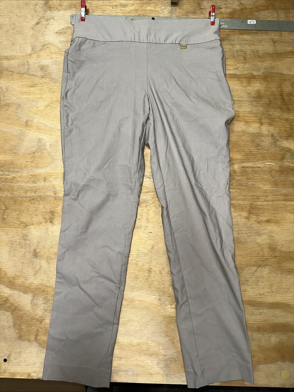 Anne Klein Pants Womens Sz 8 Khaki Stretch Pull On Slim Fit Ankle Dress Career